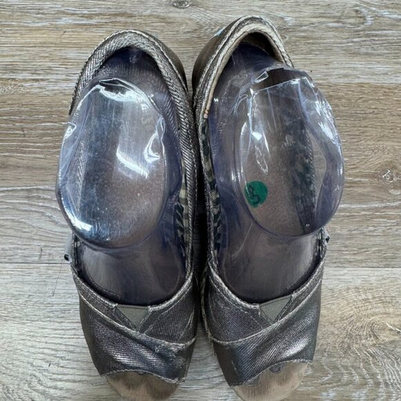 Toms Bennet Metallic Peep Toe Cork Wedge Shoe Women's Size 8 - Picture 2 of 6